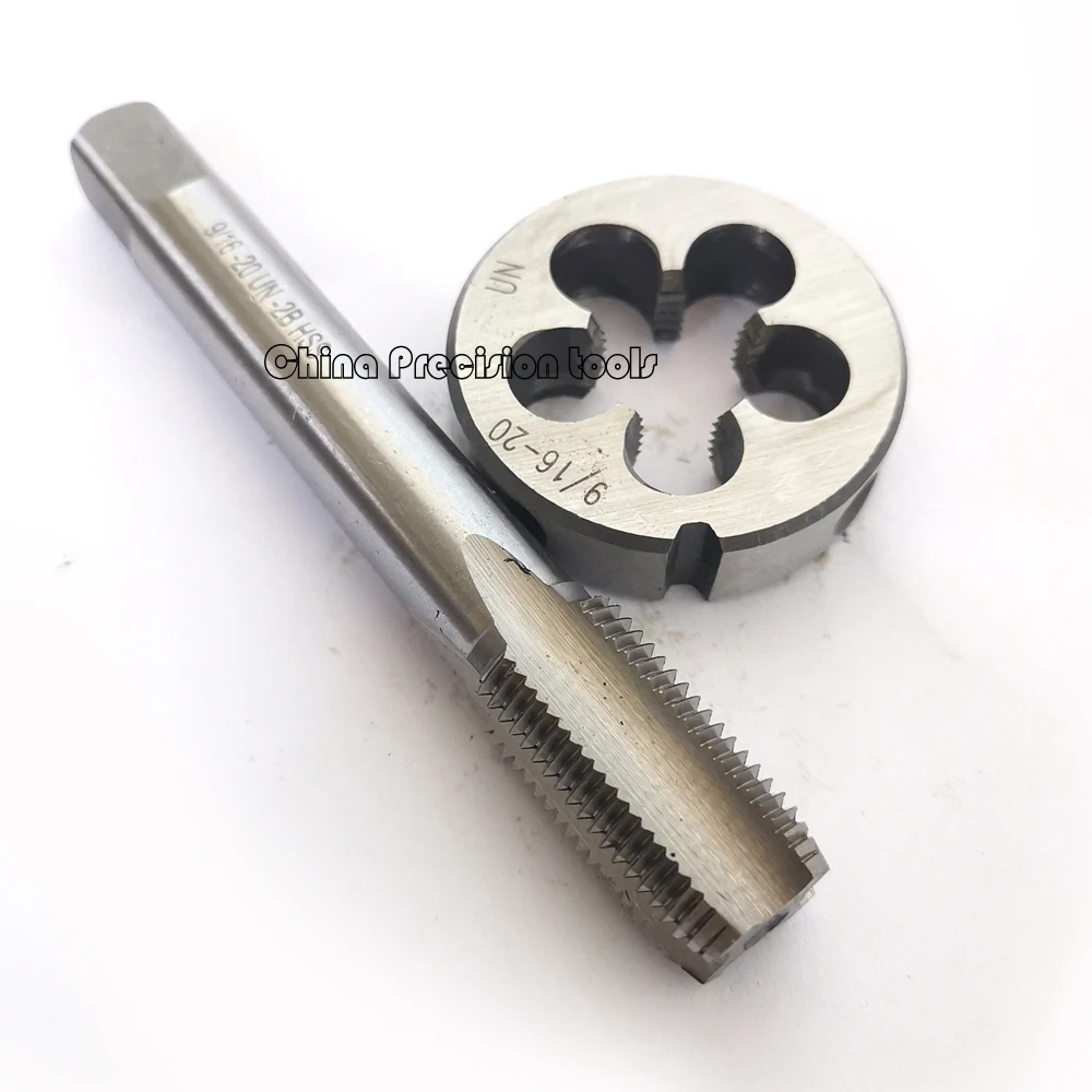 2pcs HSS unified thread tap and die set UNF9/16 9/16 9/16-20 Left hand Straight flute plug taps dies sets UNF9/16 cutting tools