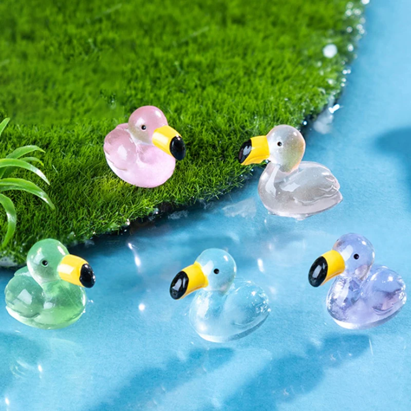 Mini Flamingo Luminous Ornament Crafts Miniature Figures Tiny Flamingo Micro Landscape Home Decoration Accessories Gifts