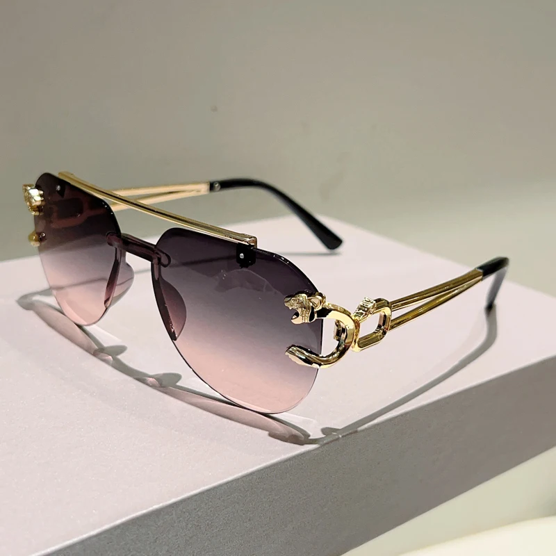 KAMMPT Randloze Pilot Zonnebril Mannen Mode Vintage Gradiënt Casual Shades Vrouwen Trendy Brand Design Outdoor Decor Zonnebril