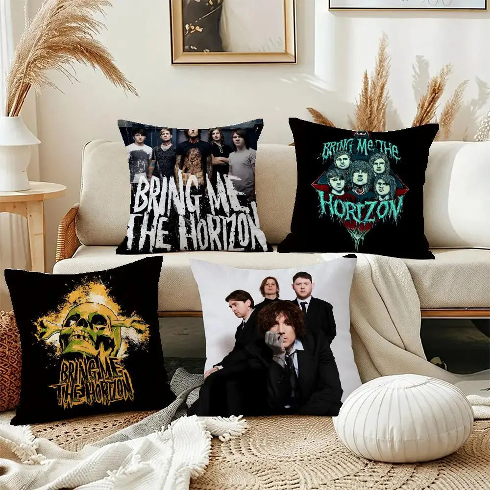 Rock Band Bring Me Horizon Cushion Cover Short Plush Pillowcase, Washable Wrinkle Resistant Cover for Bedroom Gift