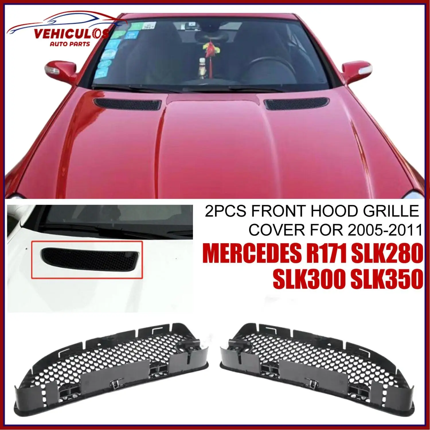 1Pair Auto Front Hood Grille 1718800485 1718800385 For Mercedes R171 SLK280 SLK300 SLK350 SLK55 2005-2011