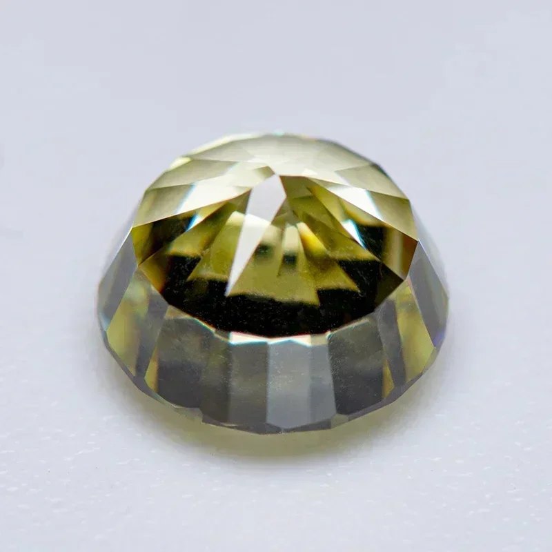 Cubic Zirconia Wholesale No Certificate Crushed Ice Cut Round Shape Olive Yellow Color Charms Beads for Jewelry Making Materials