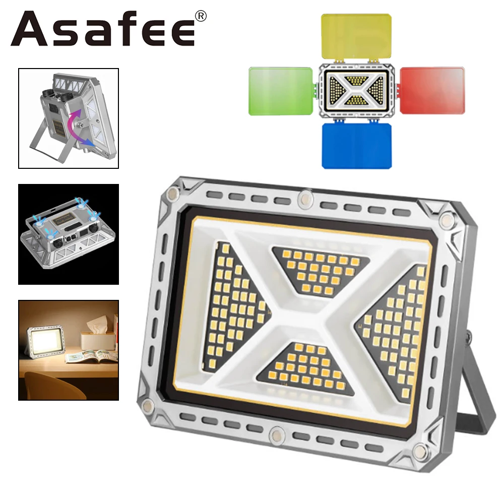 

Asafee W8138-4 XPE светодиодный 2100LM рабочий свет RGB для фотосъемки с бесступенчатым затемнением прожектор перезаряжаемый уличный светильник для кемпинга фонарь