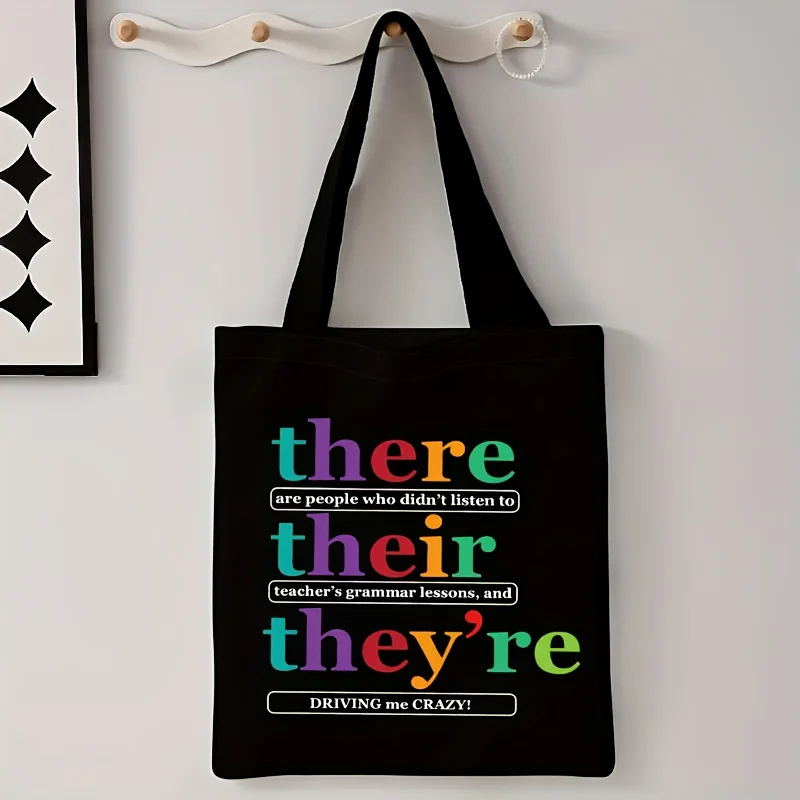 재미있는 영어 교사 선물, 감사 선물, 영어 교사 핸드백, 대용량 트렌디 심플 스타일, 내구성이 뛰어난 캔버스 가방