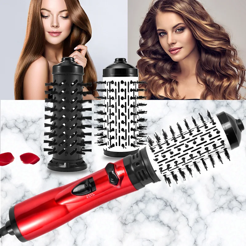 

Electric Hot Air Comb Brush 2 In 1 Styler Interchangeable Portable Blow Dryer One Step Hair Straightener Curler Hair Dryer