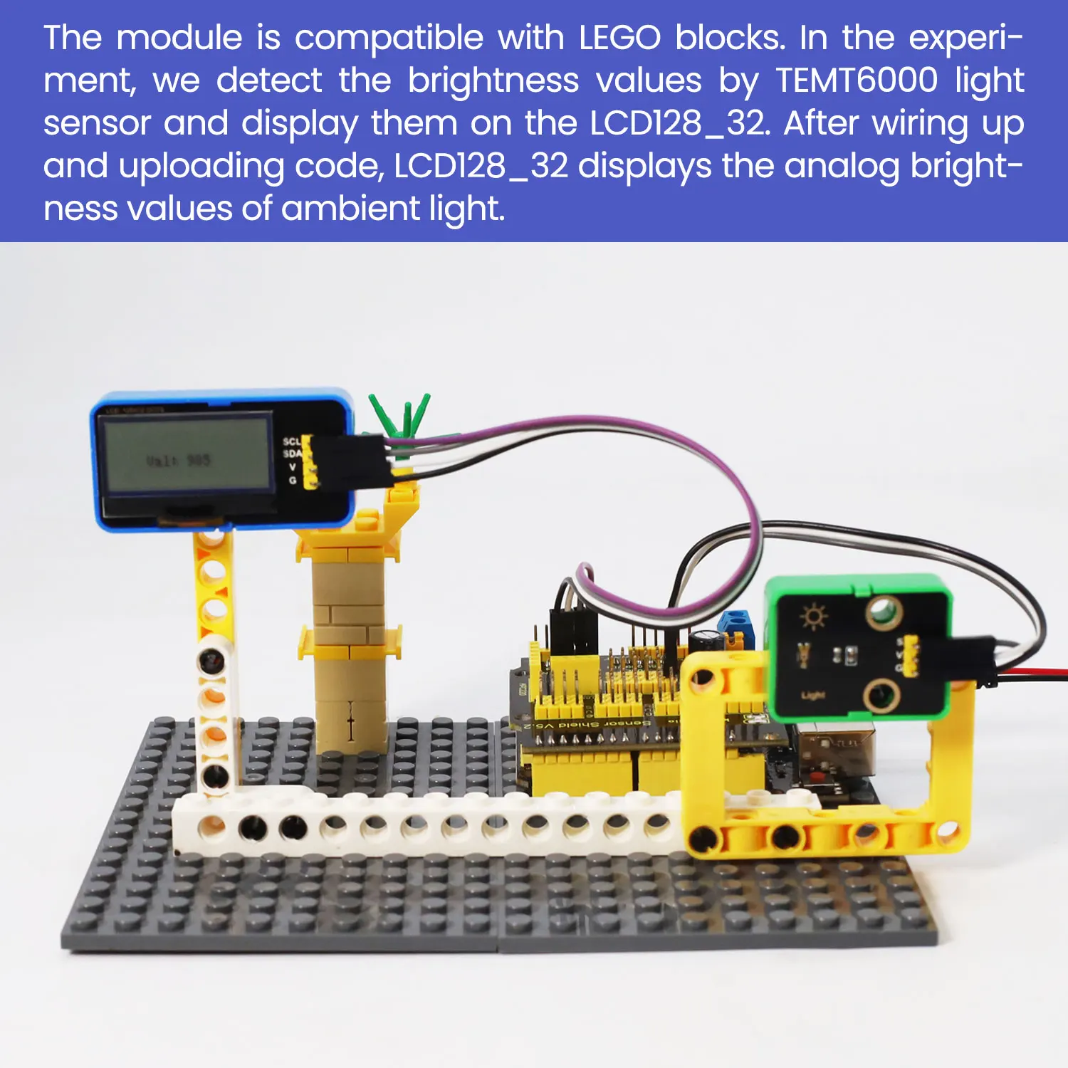 Sensor de intensidade de luz ambiente LED TEMT6000 para monitoramento de intensidade de luz Arduino Ajuste automático de luz