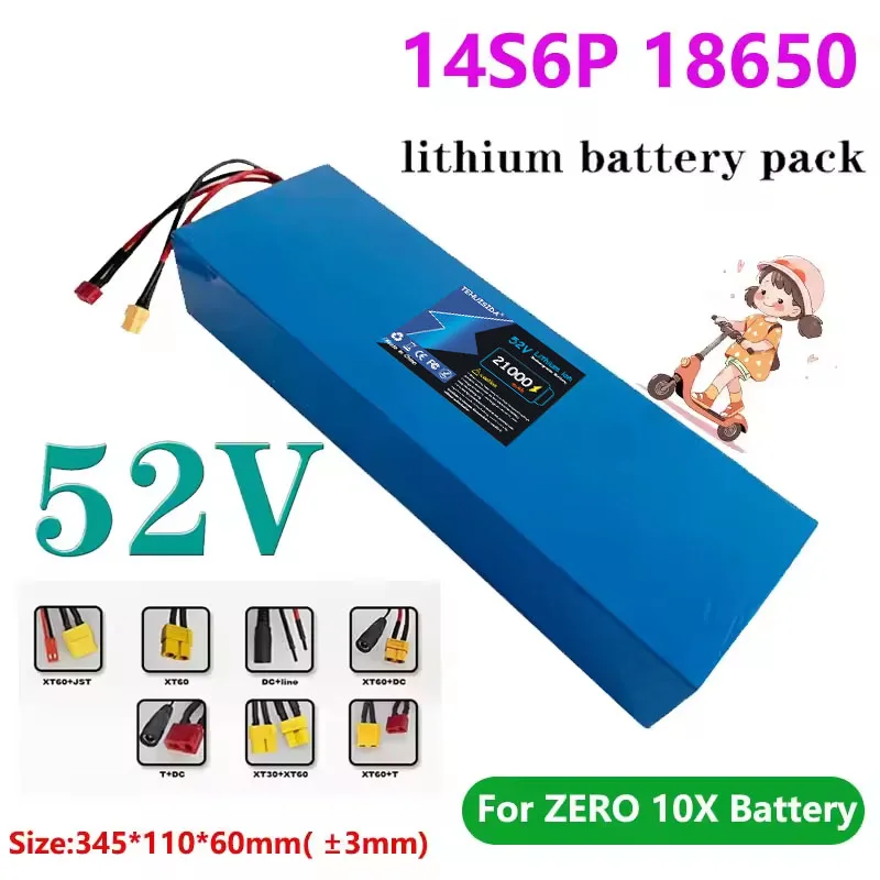 52V 21AH 14S6P 18650 Original Battery for Zero 10X Electric Scooter Built-in 30A Balanced 1500W High Power Dual Motor Battery