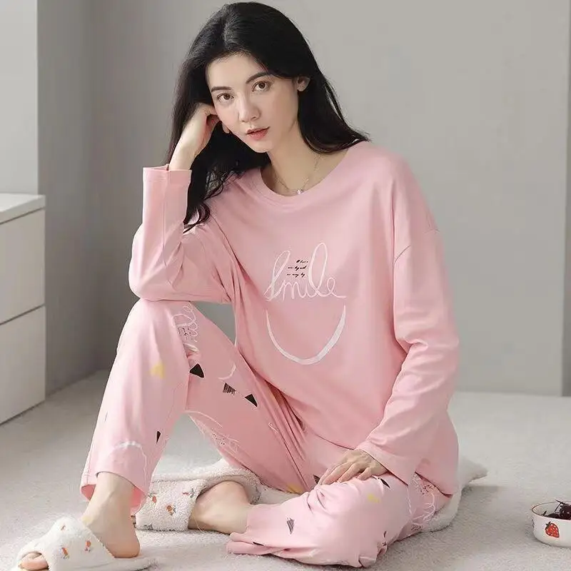 

Новые женские пижамы с длинными рукавами, весна-осень, Интернет-мода знаменитостей, удобные милые милые пижамы, одежда для сна, домашняя одежда, комплект из двух предметов