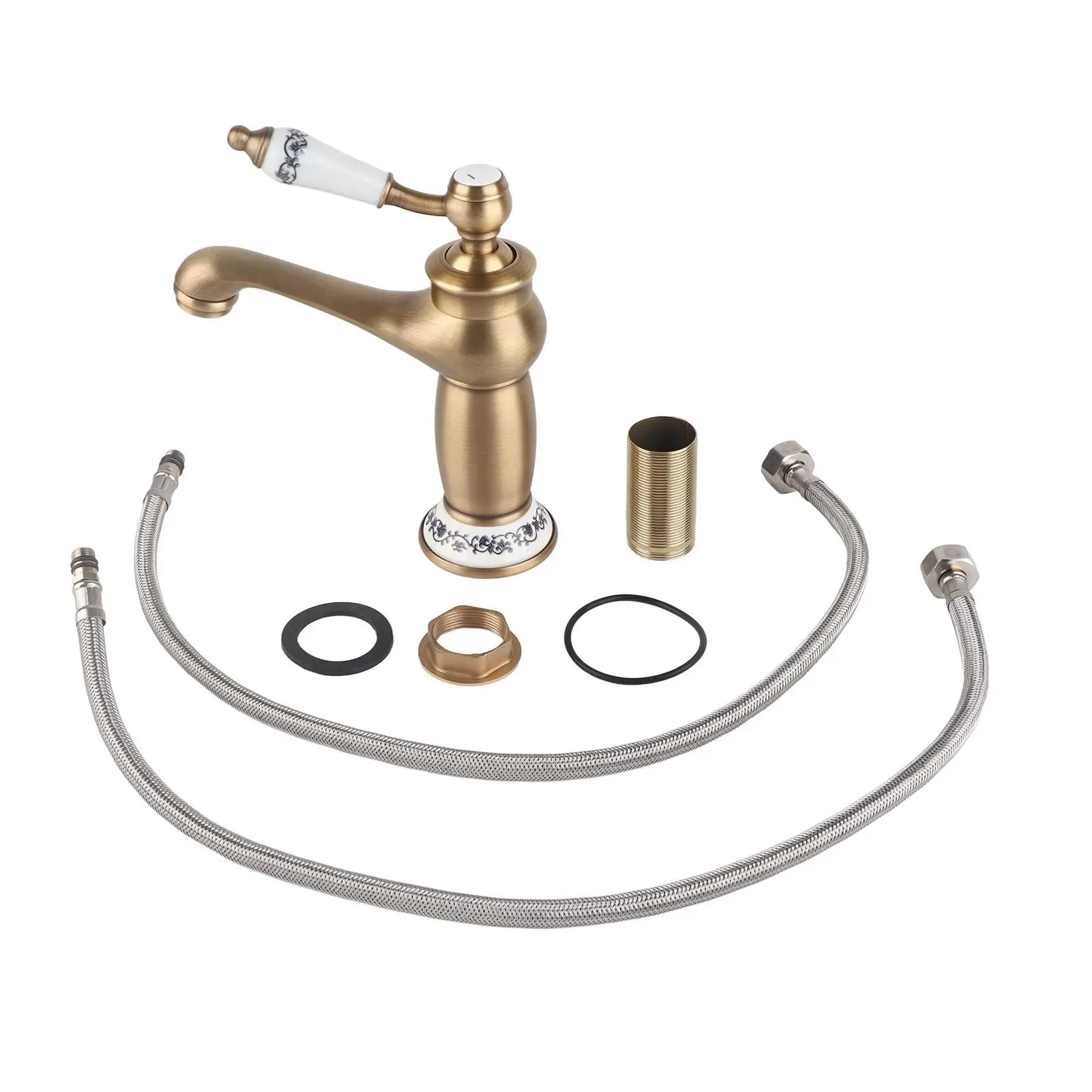 

Смеситель с одной ручкой и цветочным дизайном для раковины в ванной комнате, кран для горячей и холодной воды