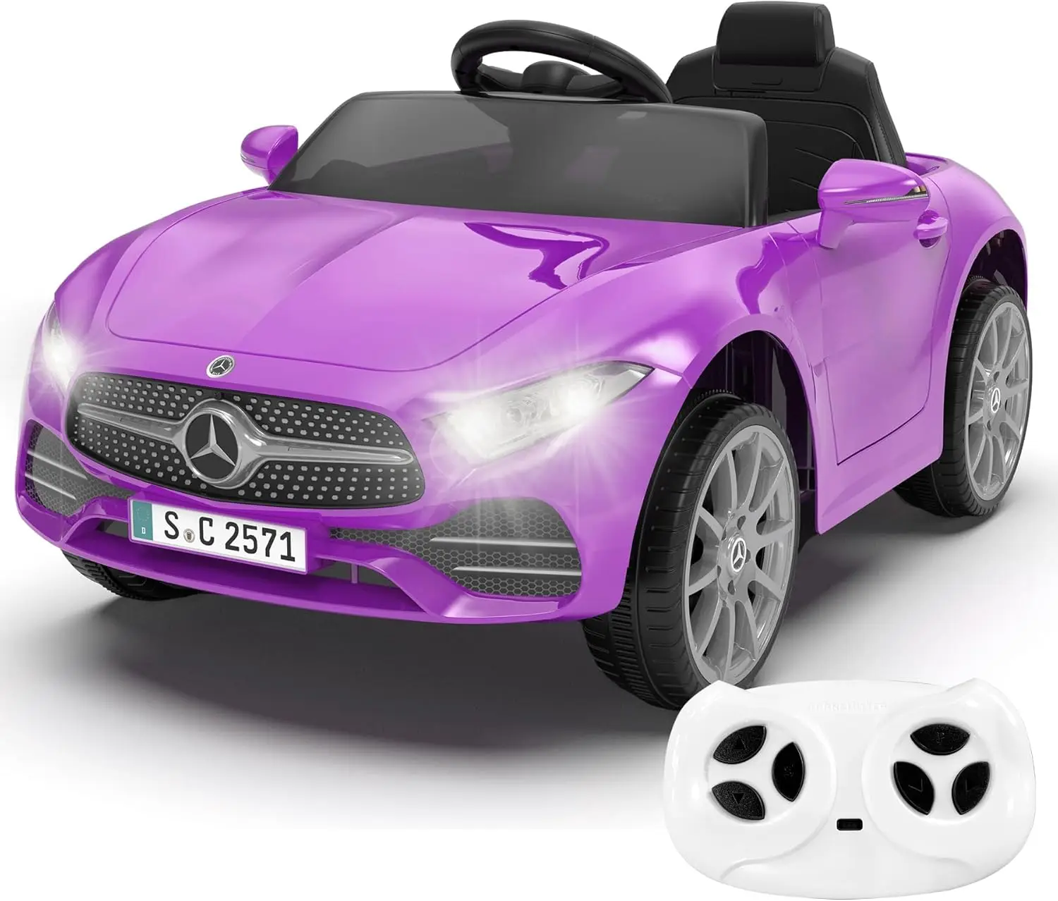 12V Battery Powered Electric Ride-On Car for Kids with 2.4G Remote Control, Double Doors, Safety Belt, and LED Lights