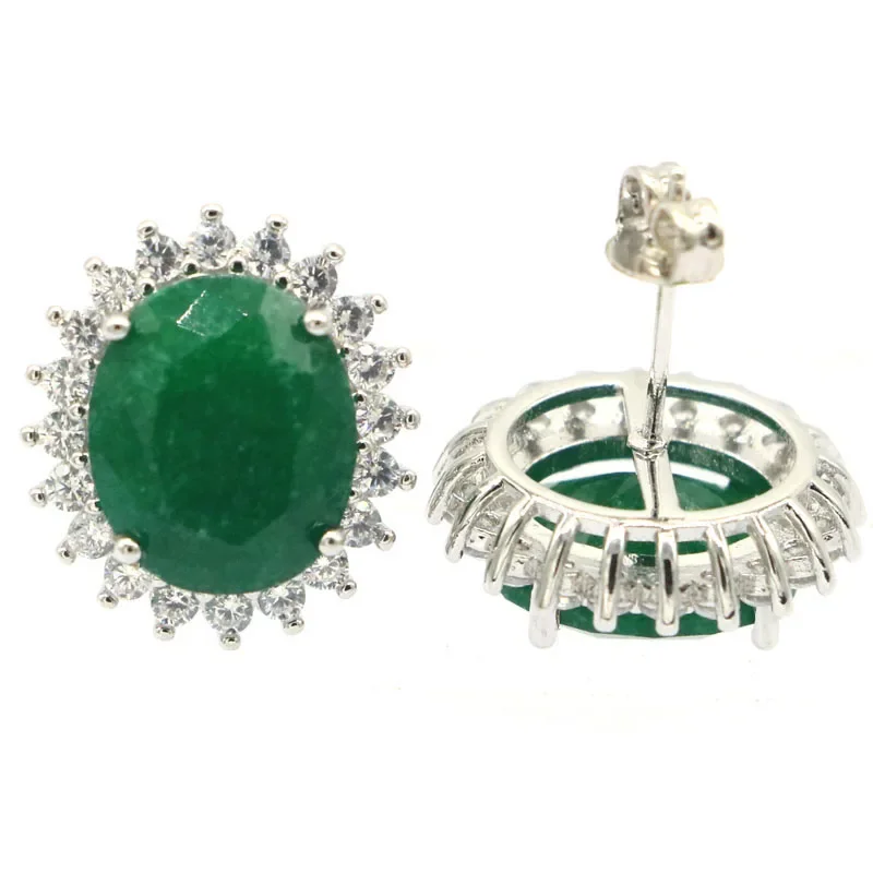 5g 925 SOLID STERLING SILVER Customized Earrings Lovely Cute Real Green Emerald Real Red Ruby  CZ Bride Wedding