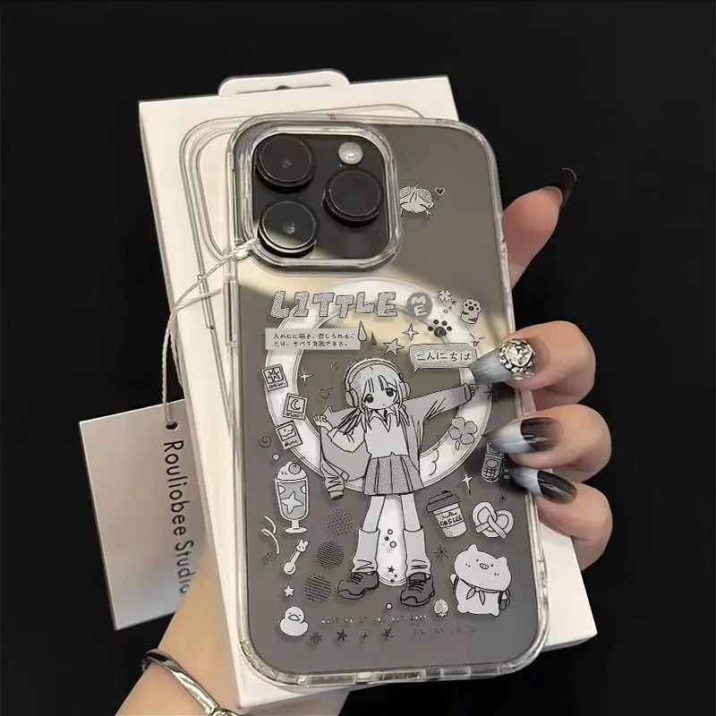 Kawaii Anime Sweet Anime Girl Phone Case For Magnetic iPhone 17 AIR 16 E 15 14 13 12 11 PRO MAX PLUS MINI Anti Drop Cover - view 2