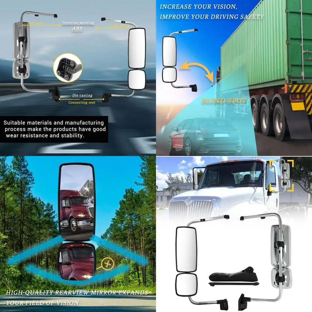 

Chrome Door Main Mirror Assembly for 2002-2023 International Durastar 4300 Side Mirror Assembly with Arm for International，Left