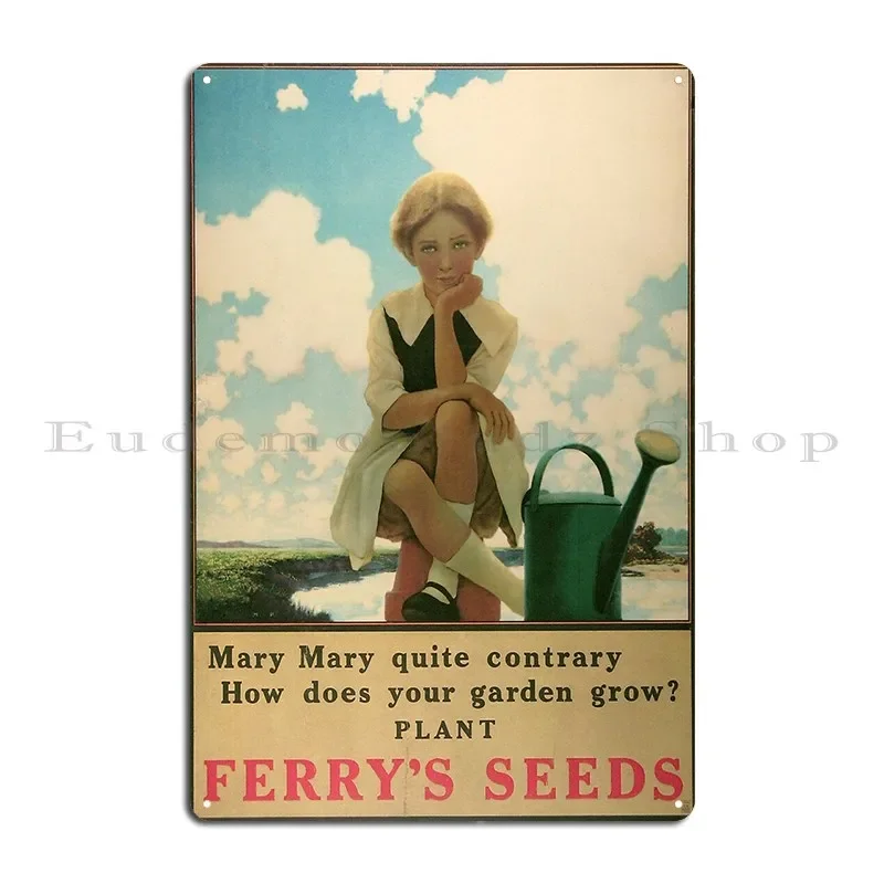 Vintage Poster Mary Quite Contrary Metal Sign Cinema Club Designs Funny Bar Tin Sign Poster