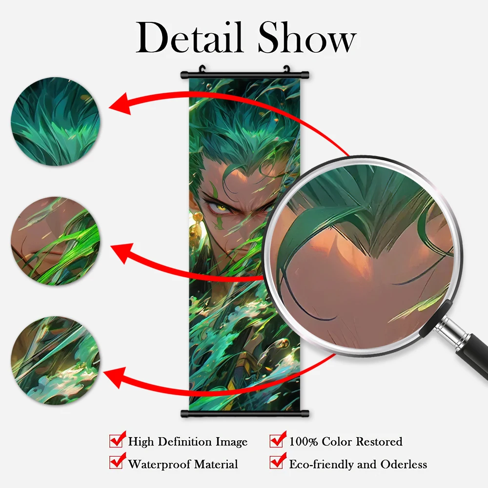 Anime Pendurado Pergaminhos de One Piece, Wall Art, Zoro Poster, Sanji Canvas Pintura, Desenhos Animados Modular Imagem, Home Decor