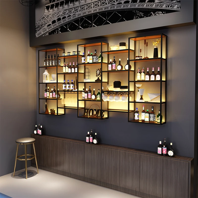 

Kitchen Display Bar Cabinets Cocktail Modern Commercial Restaurant Small Wine Cabinets Metal Inverted Bar Mueble Bar Furniture