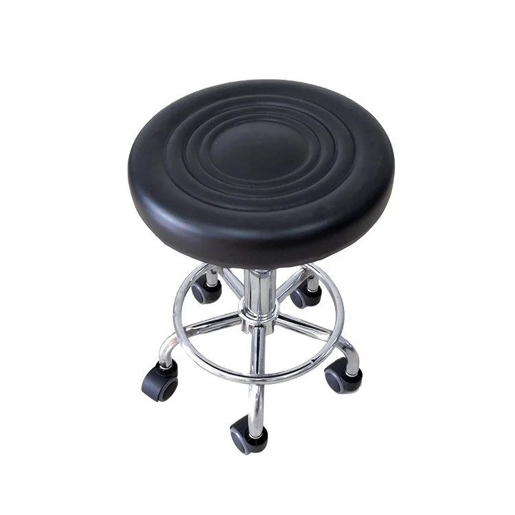 Stainless steel adjustable height bar chair 360 degrees rotating wheel mobile beauty- chair Beauty salon stool comfortable chair