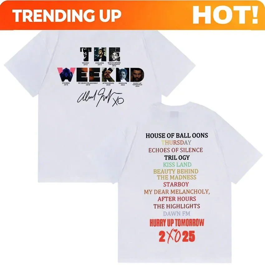 Customization Limited The Weeknd Hurry Up Tomorrow Album 2025 Merch T-Shirt Men's Women Hip Hop Fashion Cotton Short Sleeve T Sh