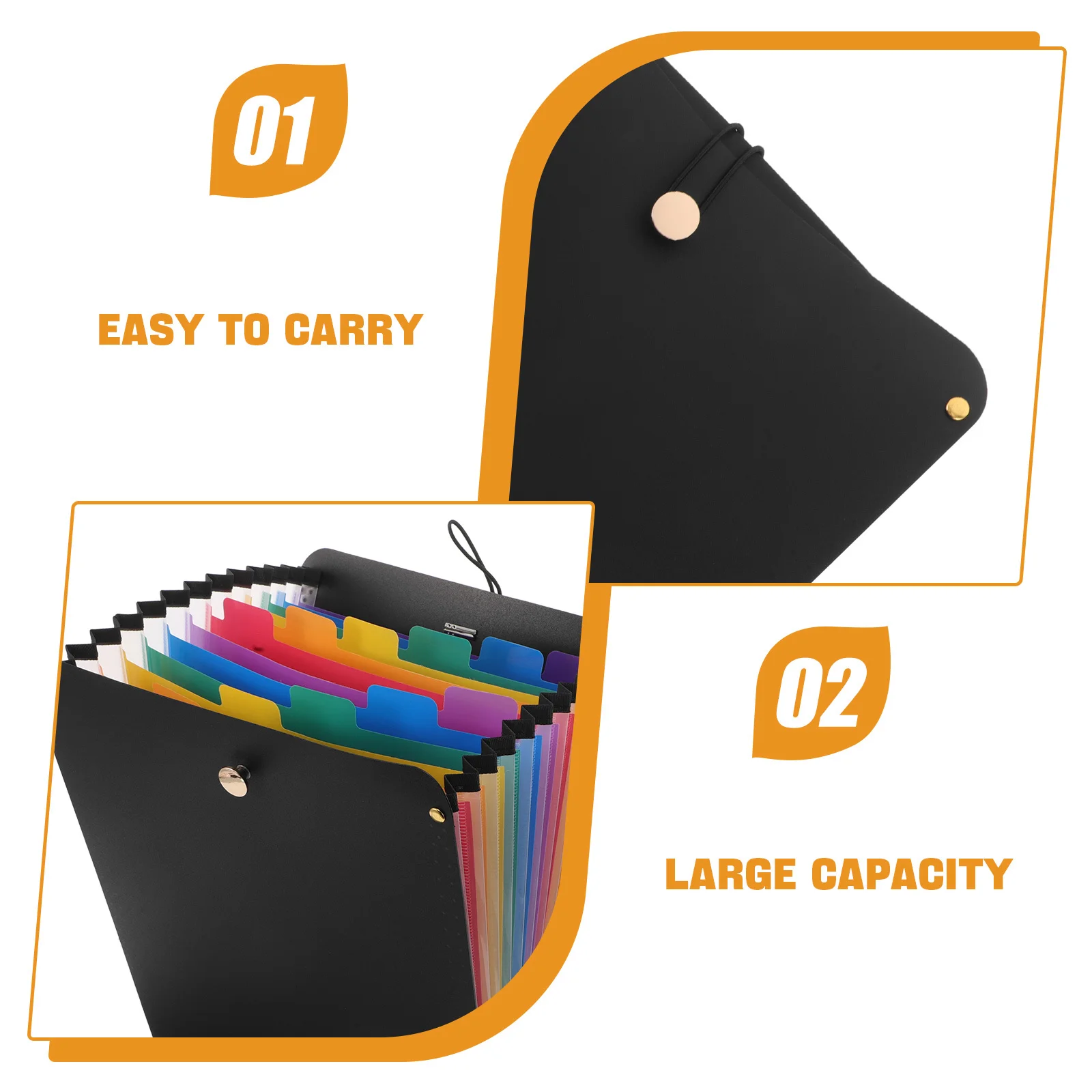13-Slot Vertical File Folder A4 Expandable Plastic Organizer For Documents Papers Receipts Portable Accordion File Storage Bag