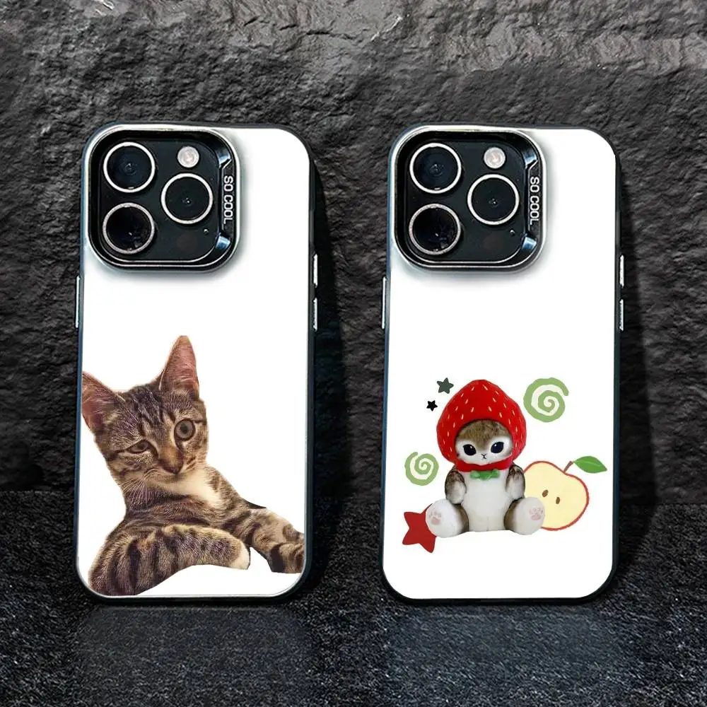 

Big-eyed Goofy CAT Silly Phone Case For iPhone17, 16,15,14,13,12 Pro Max Black Candy Matte Shockproof Cover