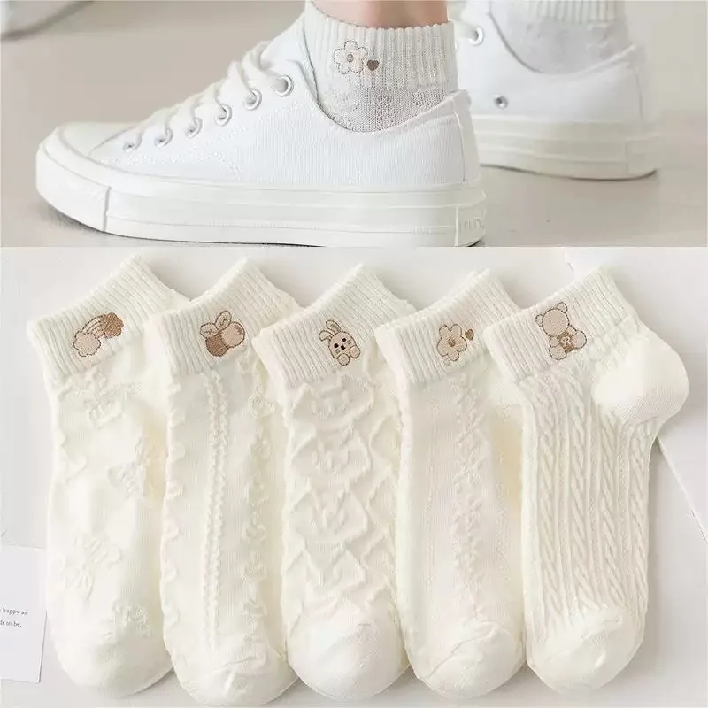 5 Pairs Men Women Cotton Socks Ankle Boat Socks Massage Sole Breathable Mesh Summer Thin Low Cut Anti Odor