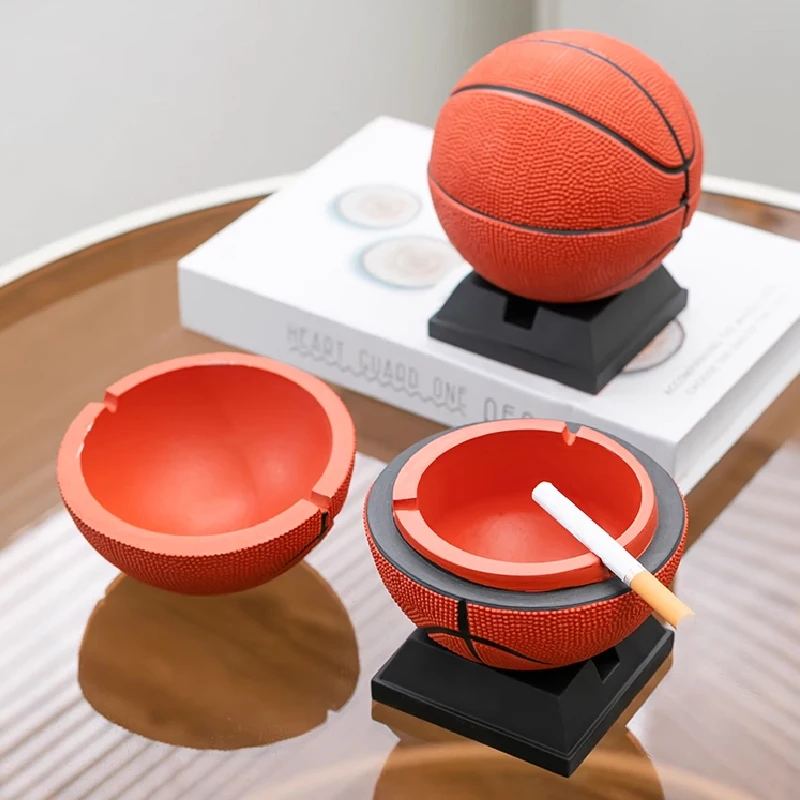 Creative Basketball Ashtray with Cover Desktop Decorative Ornaments Anti-fly Ash Trend Home Office Ashtray To Send Friends Gifts