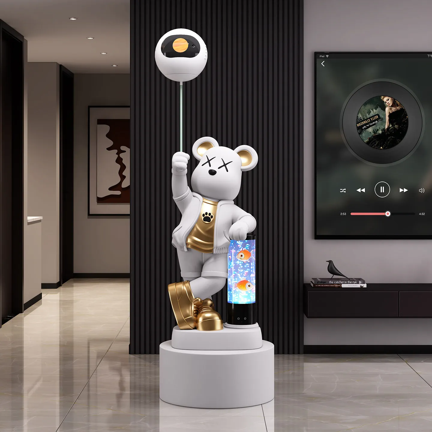 Home Decor 129CM Colorful Bubble Bear Statue Large Floor Decor Living Room Cartoon Animal Sculpture Ornaments Housewarming Gifts