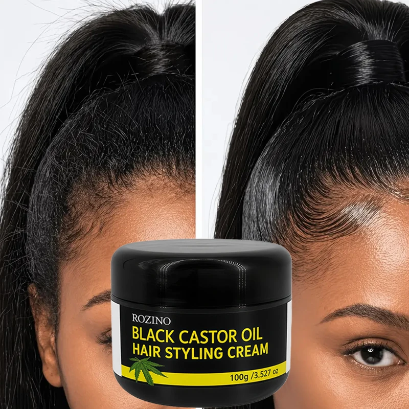 100g Black Jar Castor Oil Gel Hair Styling Cream, Instantly Styles Hair with Just One Swipe, Eliminates Frizz and Broken Hair, Texture Is Refreshing and Non-Sticky, Long-Lasting Fragrance, Just One Bottle Solves Multiple Hair Styling Problems, Suitable for Braids, Locs (Locs Hairstyle), and Twists, Controls Frizz and Hairline, Easily Creates Various Natural and Voluminous Hairstyles, Suitable for Daily Hair Care, New Travel Size