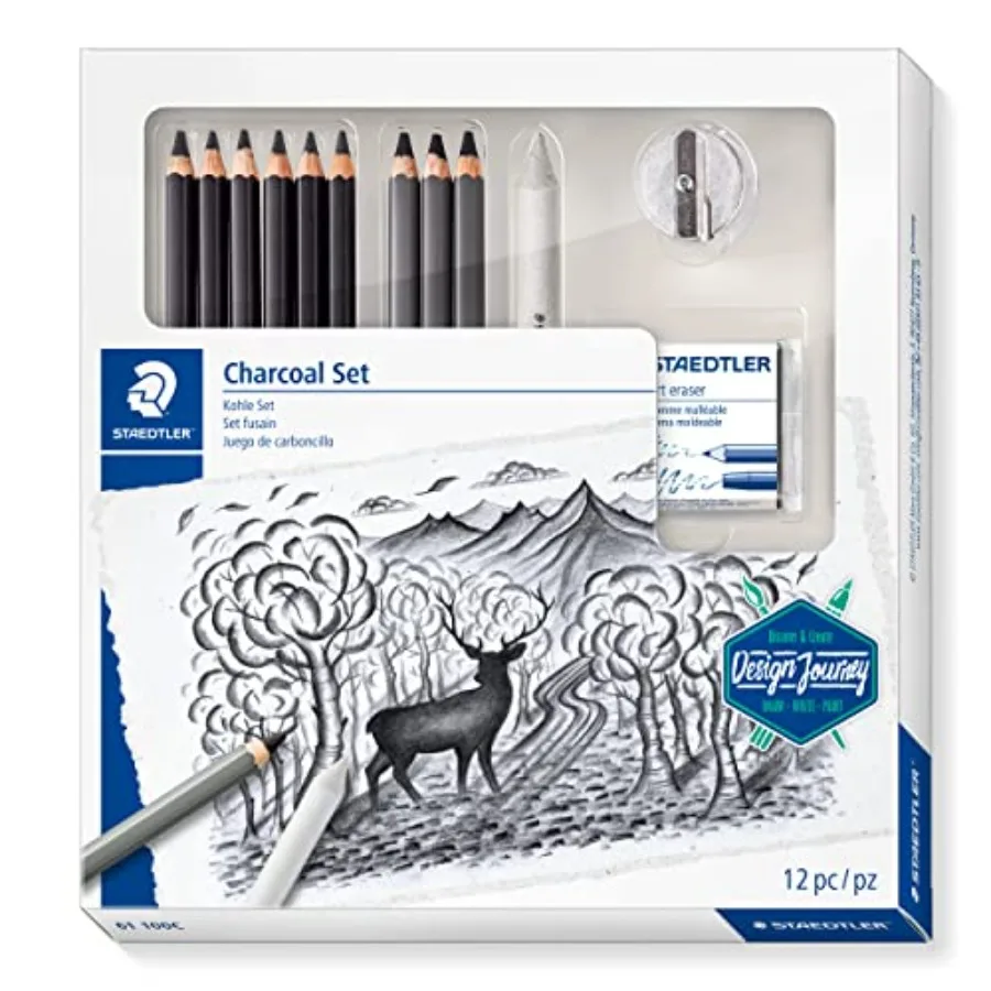 

Mars Lumograph Art Drawing Kit with and Graphite Drawing Pencils, Blending Stump, Kneadable Eraser and Dual Hole Sharpener 61 1