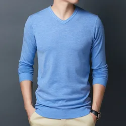 V-neck sweater thin section line clothing casual new bottoming knit sweater solid color