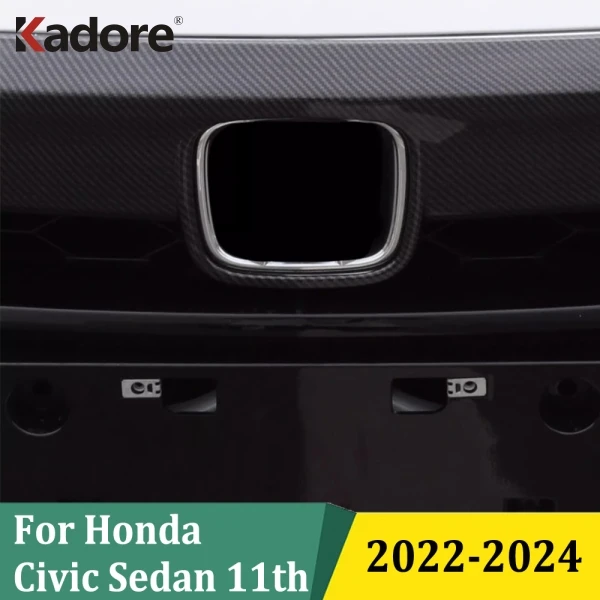 

For Honda Civic Sedan 11th 2022 2023 2024 Black Front Center Grille Trim Cover Grill Strip Exterior Car Styling Accessories