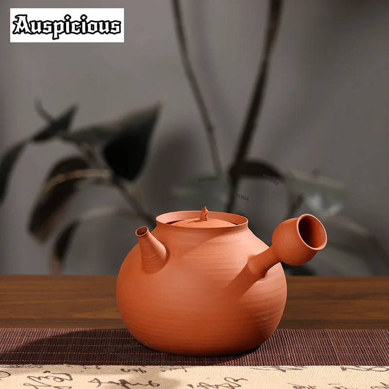 ZAEYORIA 650ml Chaozhou Kungfu Ultra-thin Sand-coated Pot Jump Cover Tea Make Side Handle Kettle Boiling Water Kettle For Stove