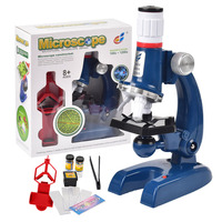 Microscope Kit LED 100X 400X 1200X Lab Microscope Home School Science Educational Toy Gift Biological Microscope for Children