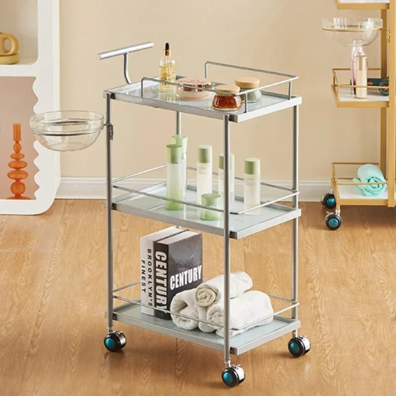 Auxiliary Salon Trolley Cart Hairdresser Mini Cosmetic Table Wheels Car Serving Rotating Carrello Parrucchiere Aesthetics Spa