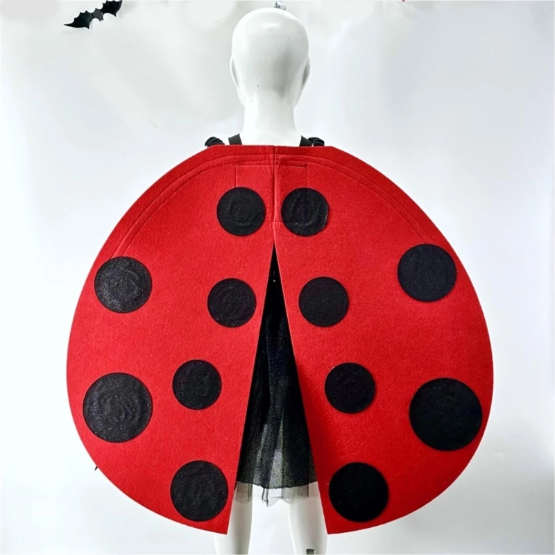 652F Lady Bugs Insect Costume Accessories for Girl 3-8, Ladybird Fancy Dress up Outfit for Kid Birthday, Cosplay, Halloween