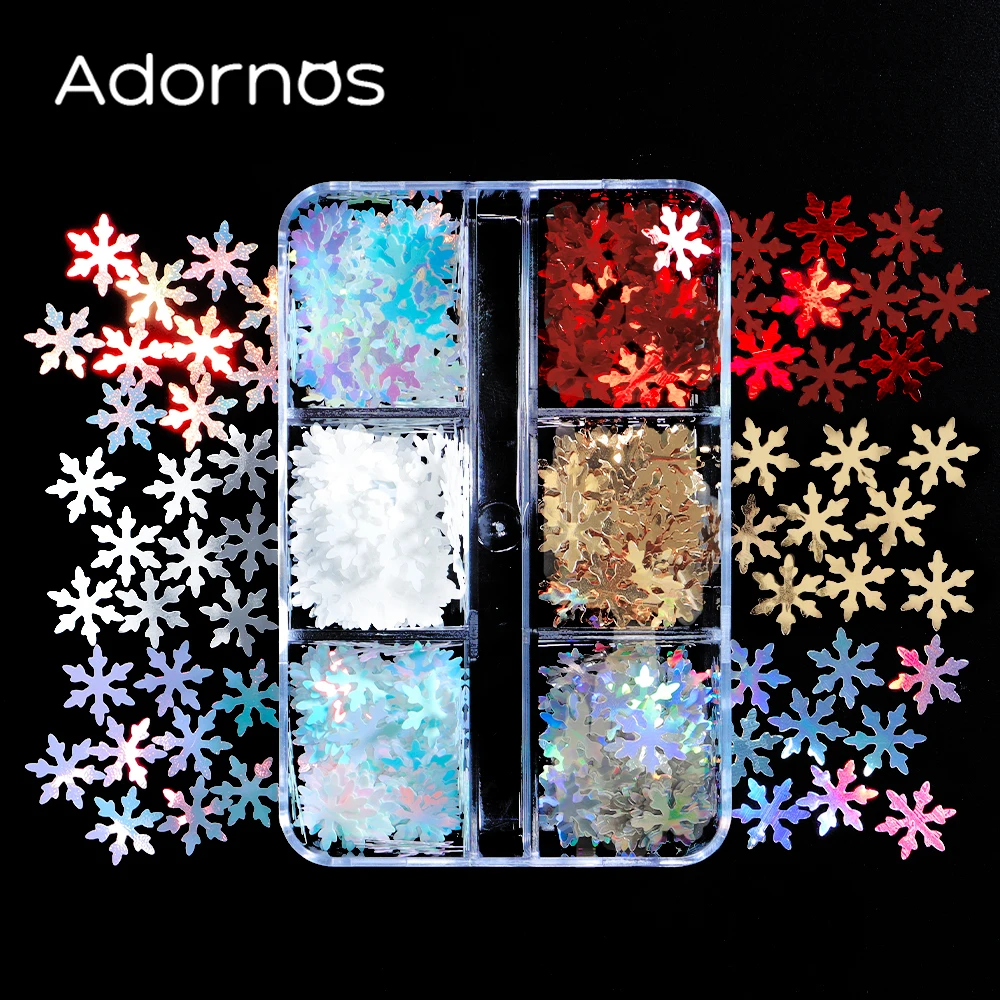 Holographic Nail Sequins Snowflake Mixed Nail Art Decorations Sparkly Christmas Glitter Flakes Nails Accessories Winter Manicure