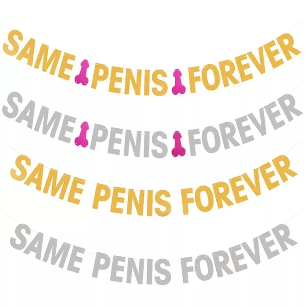 Gold SAME PENIS FOREVER Banner Hen Banner Bachelorette Party Decorations Garland Hen Bunting Flags Party Supplies