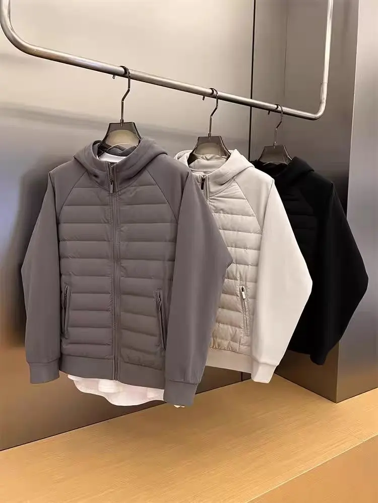 Winter New Men's Lightweight Casual Hooded Jacket Versatile Splicing Couple's Windproof and Cold Proof Cotton Jacket