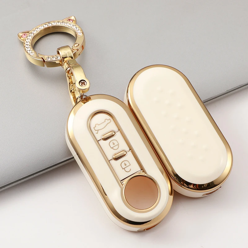 Nuovo TPU 3 bottoni auto Flip Key Case Cover completa per Fiat 500 Ducato Panda 500L Punto Lancia Musa Protecor Key Shell accessori