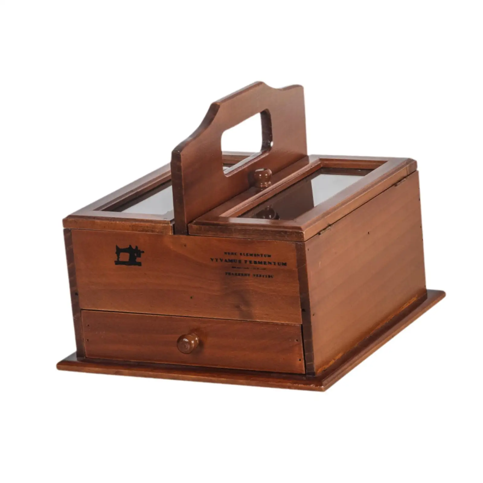 Sewing Supplies Wooden Organizer Box Empty with Drawers for Thread Spool Buttons and Needlework Projects