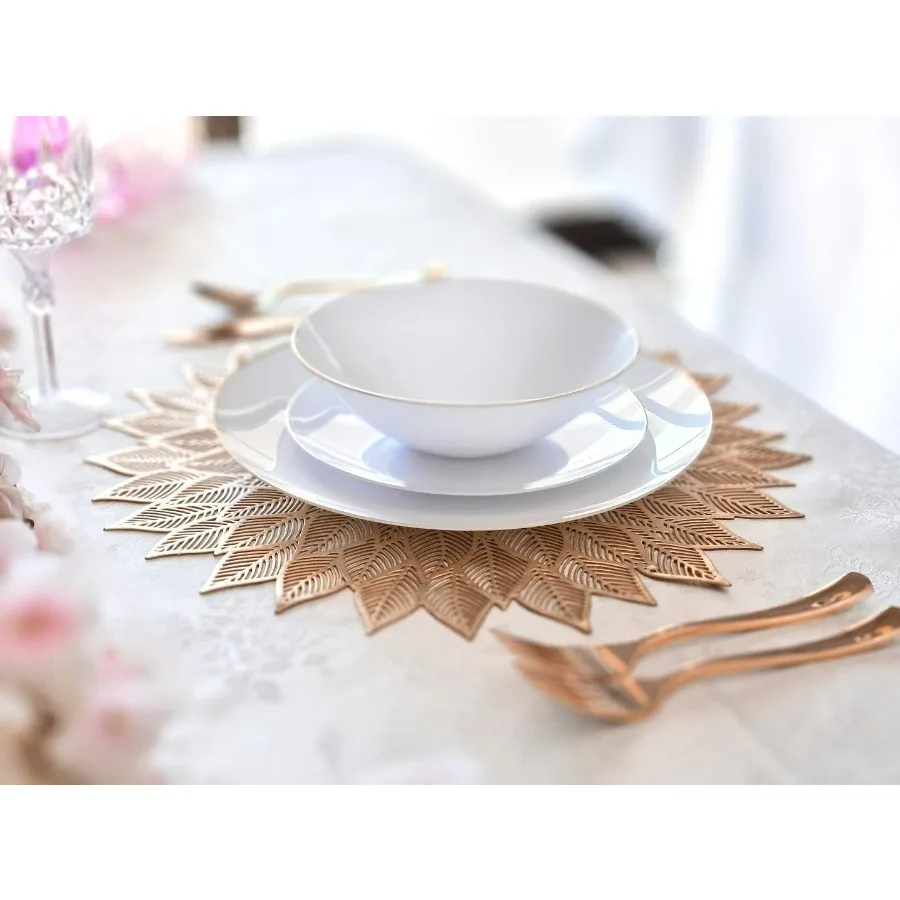 40 قطعة من المفارش المعدنية المصنوعة من الفينيل المضغوط لمناسبات الزفاف وطاولة الطعام وديكور مركزي أنيق من Dhalia Matt Rose #2