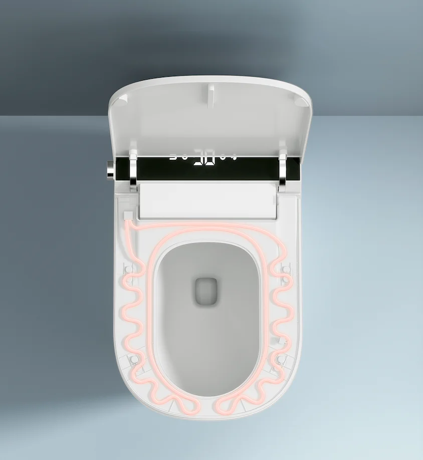 Sensor de pie alargado montado en el suelo, descarga automática, Control remoto, inodoro inteligente sin tanque para Baño