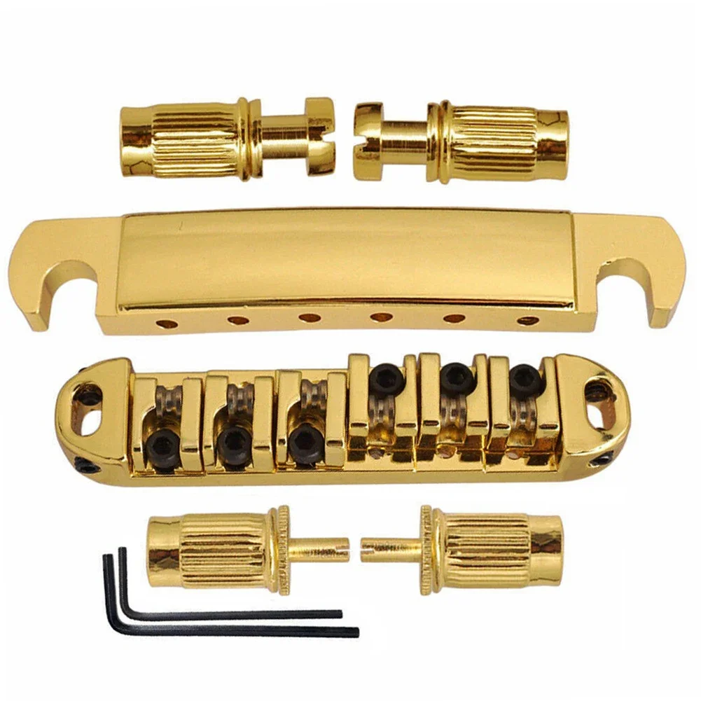 

100% Brand New Roller Saddle Bridge Tailpiece Roller Saddle Silver With Posts Adjustable Black Bridge Tailpiece