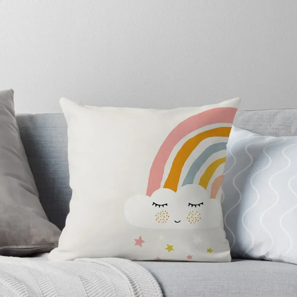 

Rainbow, Abstract, Mid century modern kids wall art, Nursery room Throw Pillow pillow cover luxury pillow