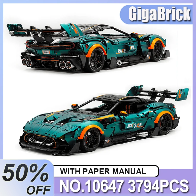 

GULY 10647 Технический 1:8 Vulcan Супер спортивный автомобиль, набор строительных блоков, модель гиперкар, кирпичи, игрушки «сделай сам» для взрослых, рождественские подарки