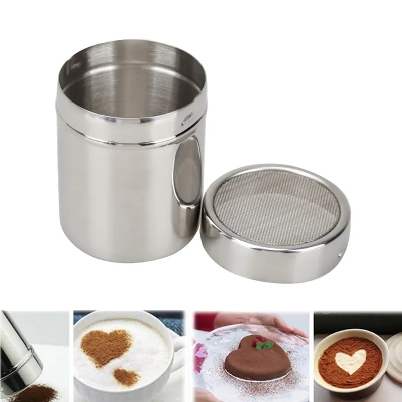 

Stainless Steel Flour Salt Sifter Icing Sugar Dredger Cocoa Chocolate Powder Shaker Decorating Tools