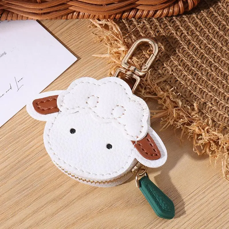 Niedliche Schaf-förmige PU-Leder-Münzbörse mit glattem Reißverschluss, robustem Schlüsselanhänger, ideal für den täglichen Gebrauch, Taschendekoration, kleines Geschenk. – Detail 11