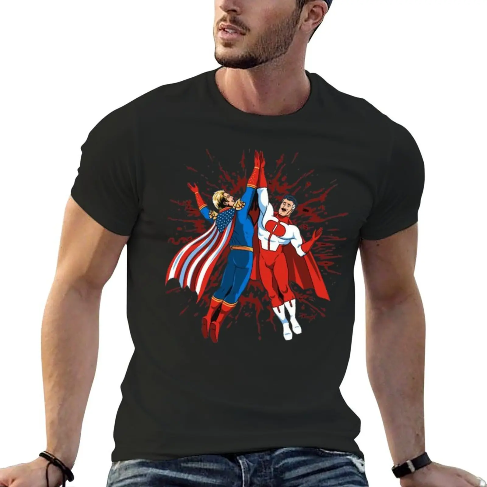 Omni Man and Homelander T-Shirt tops custom t shirt graphic shirts man t shirt cotton t shirt men