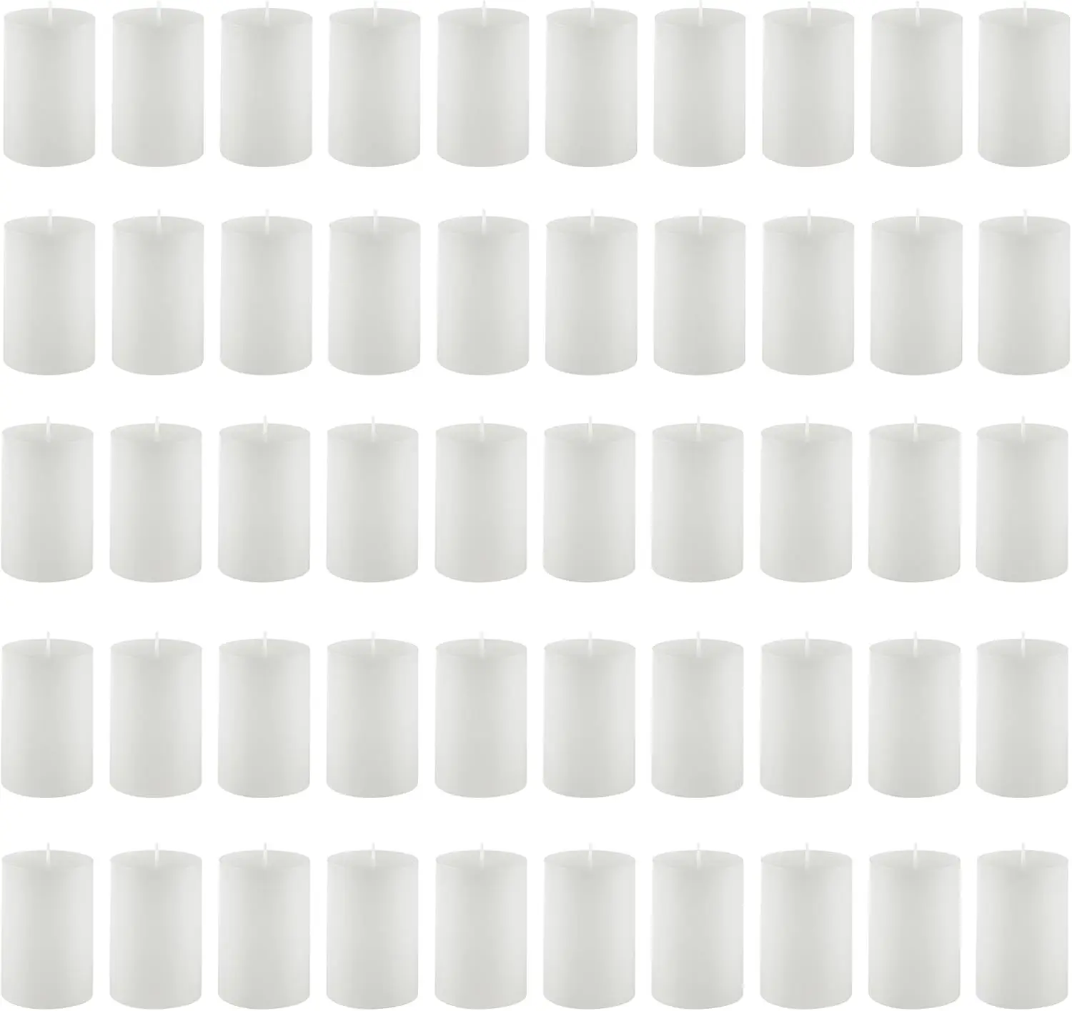 Paquete de 50 Velas Votivas Blancas sin Aroma de 2" x 3", 20 Horas de Duración para Decoración de Bodas y Festividades