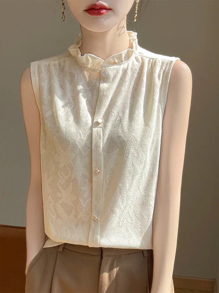 

Вязаный жилет с кружевным воротником для женщин, элитный, с деревянными пуговицами, модный, эластичный, для ношения под одеждой